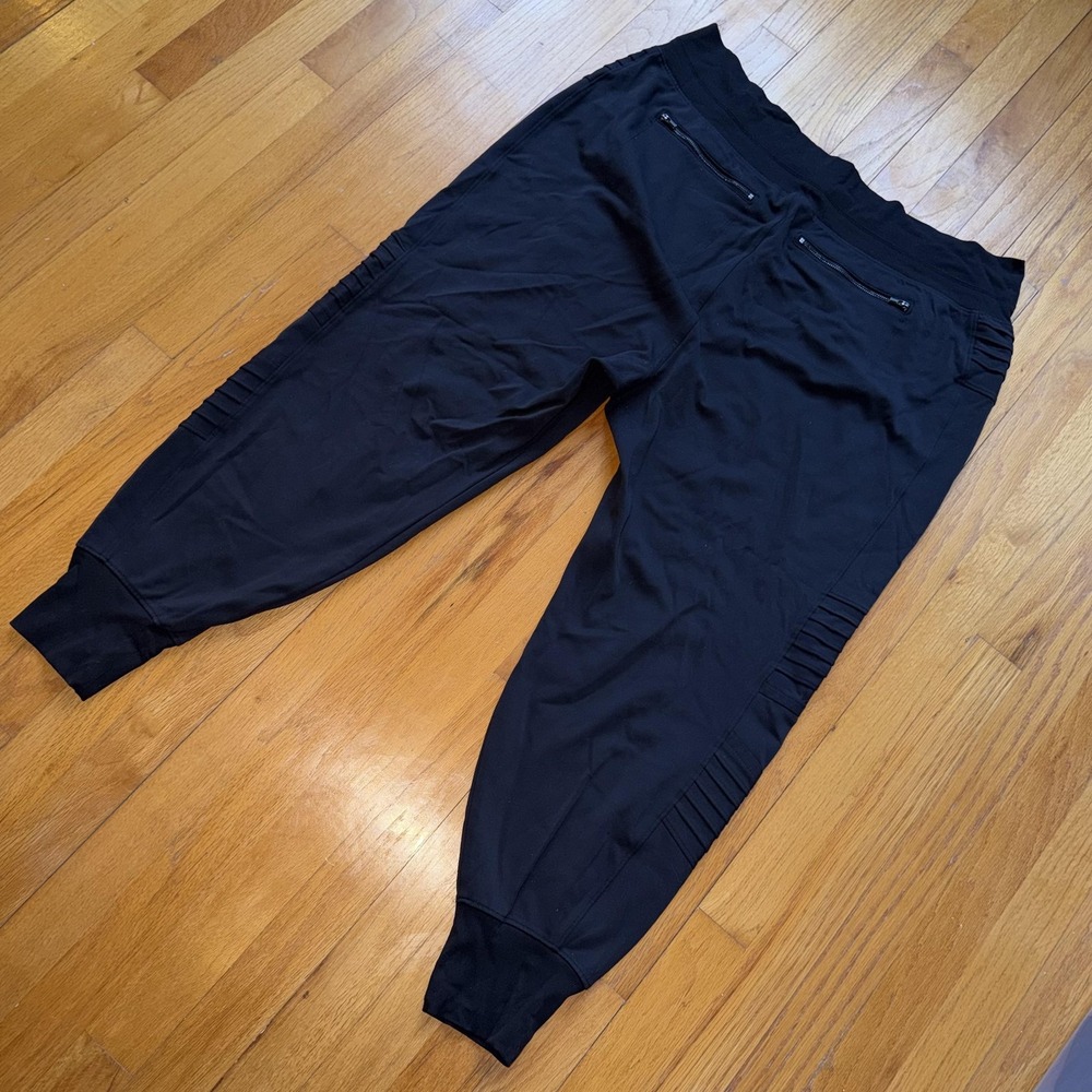 Athleta Venice Moto Jogger Pants Womens 2X Black Zip Pockets Travel Gym Yoga - Picture 9 of 15